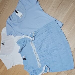 Bundle of 3 H&M Divided Tees Tops Size L baby Blue White